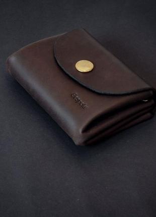 Маленький жіночий шкіряний гаманець з відділенням для монет (коньячний) / подарунок для дівчини8 фото