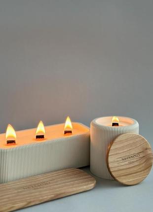 Coziness set candles - набір ароматичних свічок в гіпсовому кашпо
