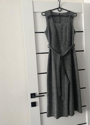 Комбинезон кюлоты серый с поясом