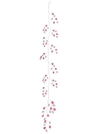 Декоративна гірлянда із кристалами 125см, колір - малиновий з рожевим rm7-593 залишок