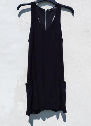 Чёрное платье майка zara с большими карманами2 фото