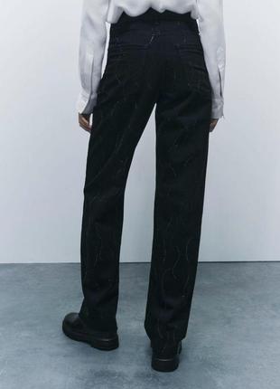 Zara, черные джинсы усыпанные стразами2 фото