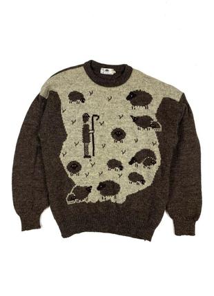 Шикарный винтажный шерстяной свитер black sheep англия ирландия