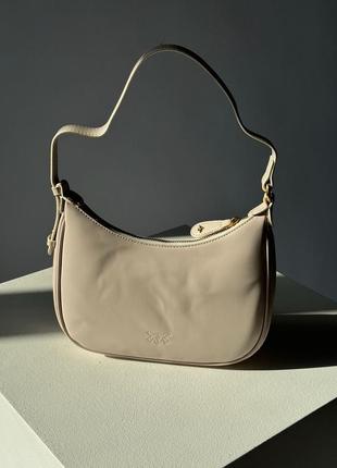 👜 pinko half moon bag simply cream with leather buckle2 фото