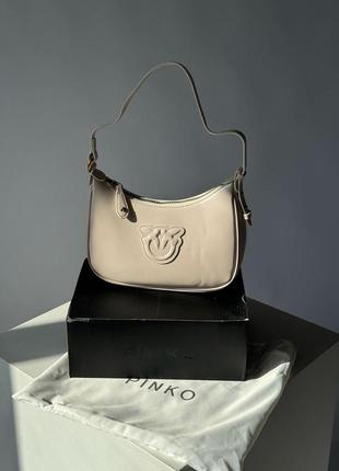 👜 pinko half moon bag simply cream with leather buckle