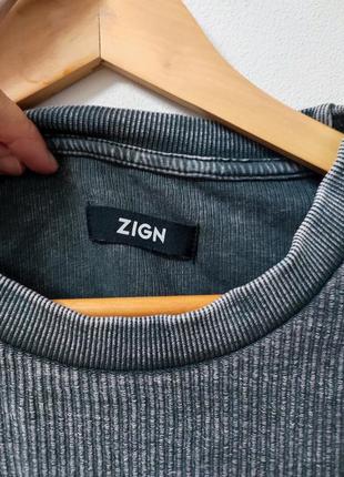 Реглан толстовка лонгслив кофта мужская серая базовая прямая широкая плотная в полоску zign over size relaxed fit, размер m - l - xl3 фото