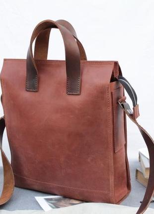 Кожаная сумка шопер " шопер унисекс" кожа crazy horse, цвет коричневый5 фото