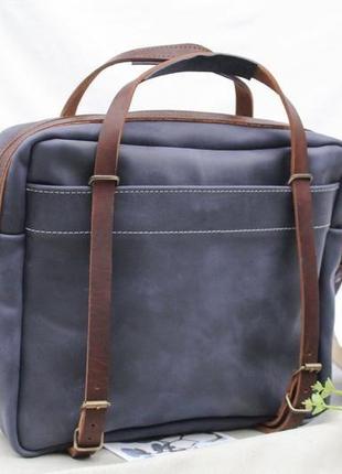 Шкіряна чоловіча сумка через плече вишня "бізнес сумка"4 фото