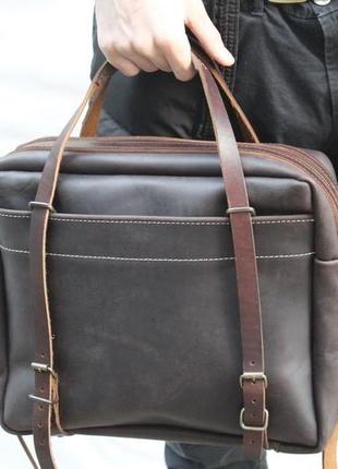 Шкіряна чоловіча сумка через плече "бізнес сумка"1 фото