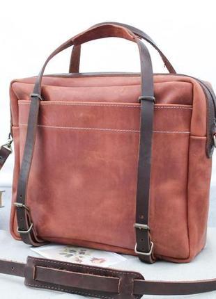 Кожаная мужская сумка "бизнес сумка" кожа crazy horse, цвет коньяк2 фото