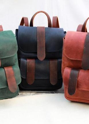 Кожаный рюкзак "ременной рюкзак" кожа crazy horse, цвет коричневый8 фото