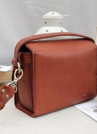Шкіряна жіноча сумочка через плече коричнева "азалія"6 фото