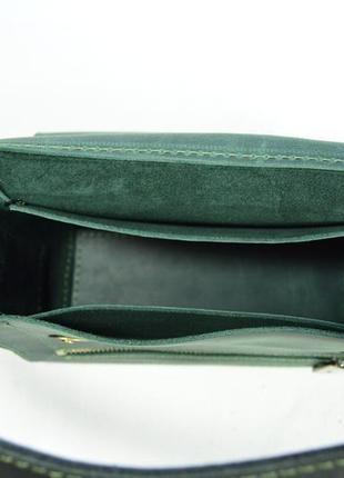 Шкіряна жіноча сумочка через плече зелений "азалія"9 фото