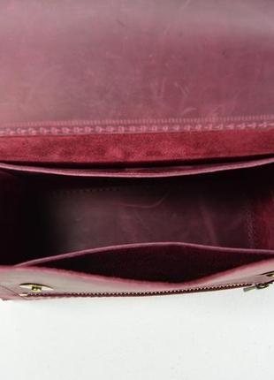 Шкіряна жіноча сумочка через плече марсало "азалія"4 фото