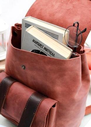 Кожаный женский рюкзак "ременной" кожа crazy horse, цвет коричневый5 фото