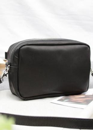 Кожаная поясная сумочка "трансформер" кожа краст, цвет черный6 фото