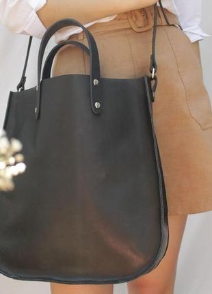 Женская кожаная сумочка " шопер usa" кожа краст, цвет черный2 фото