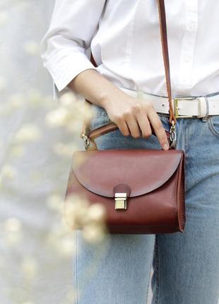 Женская кожаная сумочка "матрёшка люкс" кожа краст, цвет коричневый2 фото