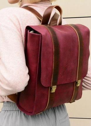 Кожаный рюкзак "бесселер" кожа crazy horse, цвет фиолетовый2 фото
