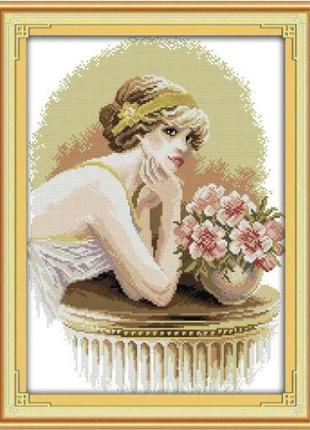 Набір для вишивання за нанесеною на канву схемою "noblewoman". aida 14ct printed 34*44 см