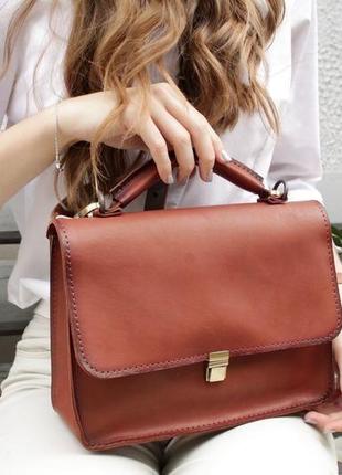 Кожаная женская сумочка "минималист" кожа краст, цвет коричневый6 фото