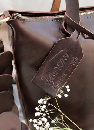 Женская кожаная сумочка " лукошко" кожа краст, цвет вишня3 фото