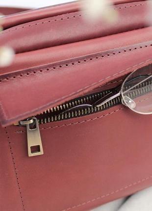 Кожаная женская сумочка "китай" кожа краст, цвет коричневый5 фото