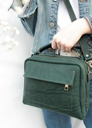 Кожаная женская сумочка "китай" кожа crazy horse, цвет зеленый