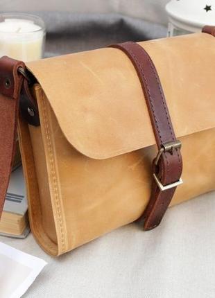 Кожаная сумочка "крутка" кожа crazy horse, цвет тимберлейк