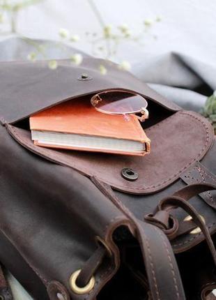 Кожаный рюкзак "торба" кожа crazy horse, цвет шоколад6 фото