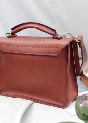 Кожаная сумочка "минималист" кожа краст, цвет коричневый4 фото