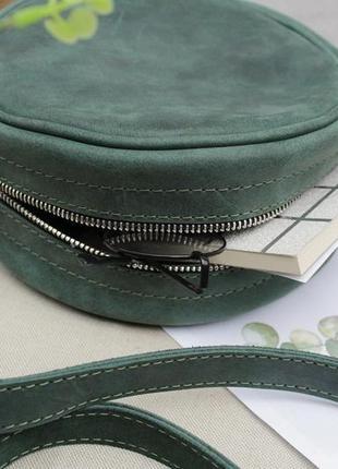 Кожаная сумочка "стелла" кожа crazy horse, цвет зеленый3 фото