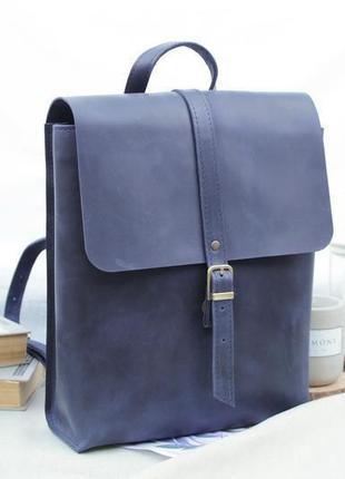 Кожаный рюкзак "кевин" кожа crazy horse. цвет синий4 фото