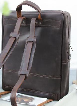 Кожаный рюкзак "мак-бук" кожа crazy horse, цвет коричневый7 фото