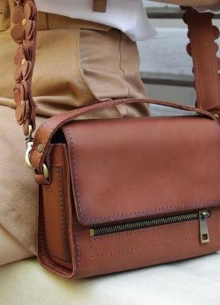 Женская кожаная сумочка "азалия" кожа краст, цвет коричневый2 фото