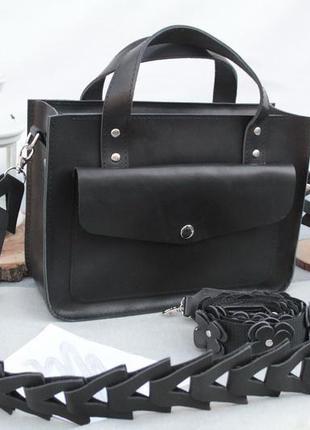 Кожаная сумочка "монтана" кожа краст, цвет черный3 фото