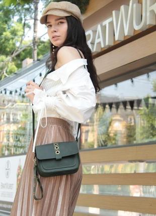 Кожаная сумочка "молли" кожа crazy horse, цвет зеленый