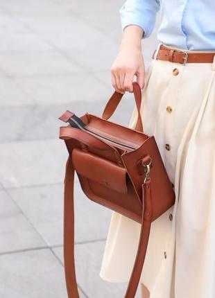 Кожаная сумочка "монтана" кожа краст, цвет коричневый8 фото