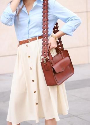 Кожаная сумочка "монтана" кожа краст, цвет коричневый6 фото