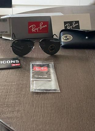 Солнцезащитные очки ray-ban aviator large metal rb 3025 002/48 58 мм. tinted dark grey polar1 фото