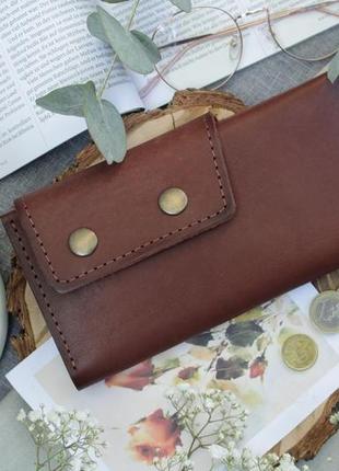 Жіночий шкіряний гаманець "21" шкіра краст, колір коричневий1 фото