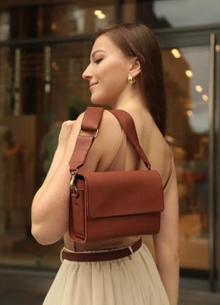 Женская кожаная сумка "азалия" кожа краст, цвет коричневый8 фото