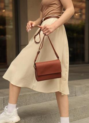 Женская кожаная сумка "азалия" кожа краст, цвет коричневый3 фото