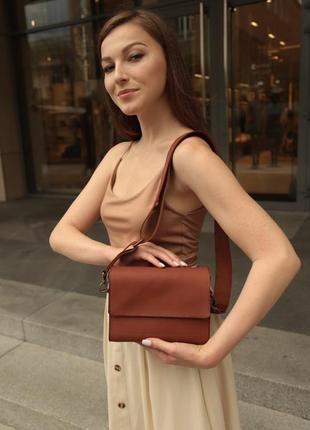 Женская кожаная сумка "азалия" кожа краст, цвет коричневый5 фото