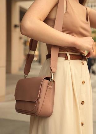 Женская кожаная сумка "милана" кожа гранд, цвет пудра2 фото