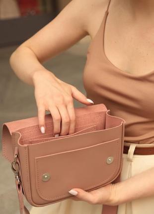 Женская кожаная сумка "милана" кожа гранд, цвет пудра5 фото