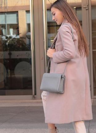 Женская кожаная сумка "шери" кожа гранд, цвет серый3 фото