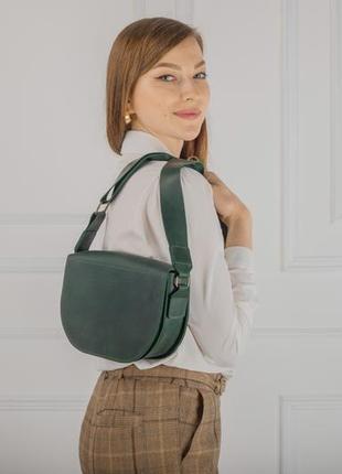 Женская кожаная сумка "афина" кожа crazy horse, гранд, цвет зеленый7 фото