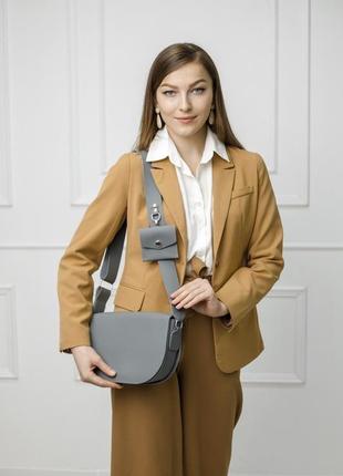 Женская кожаная сумка "афина" кожа гранд, crazy horse цвет серый3 фото