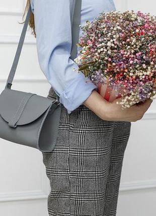 Женская кожаная сумка "ева" кожа гранд, цвет серый